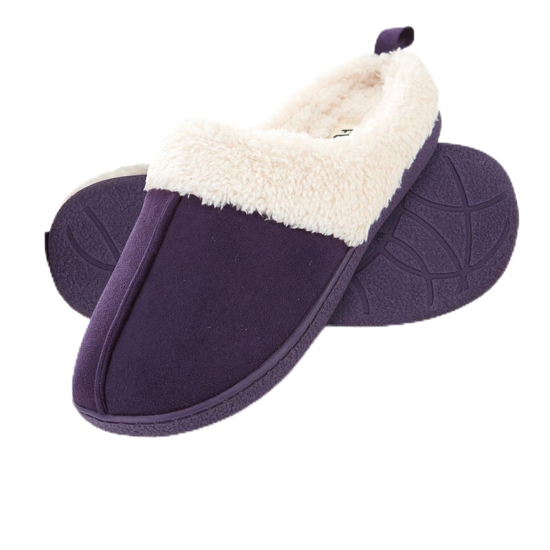 Floopi House Slippers for Women, Fur Lined Clog Womens Slippers Cozy Memory Foam with Indoor & Outdoor Anti Skid Sole (M, Purple-301) - Image 1